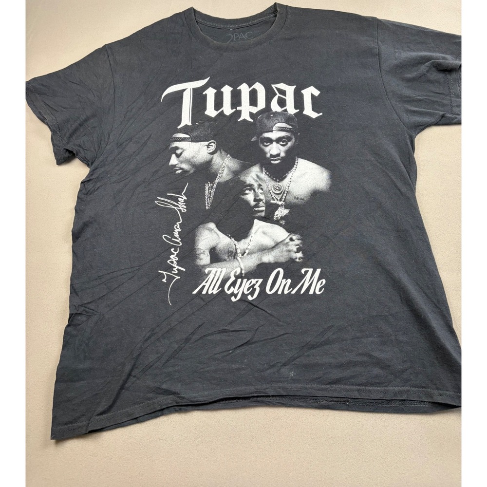 Tupac All Eyez On Me Graphic T-Shirt Mens Large Black 2Pac Hip Hop Rap Tee